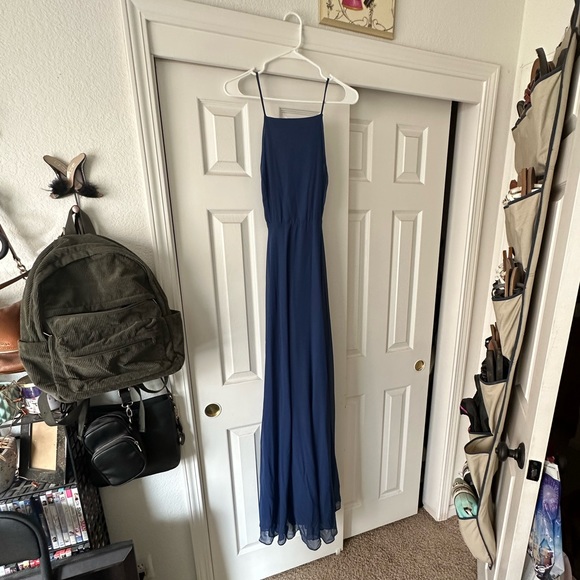 NAVY BLUE OPEN BACK DRESS - Picture 4 of 4